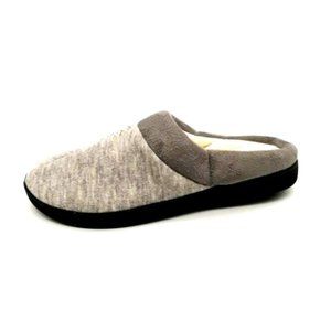 Isotoner Womens Flat Heel Slide Slipper Cushioned Insole Grey Knit Sz 9.5-10‎